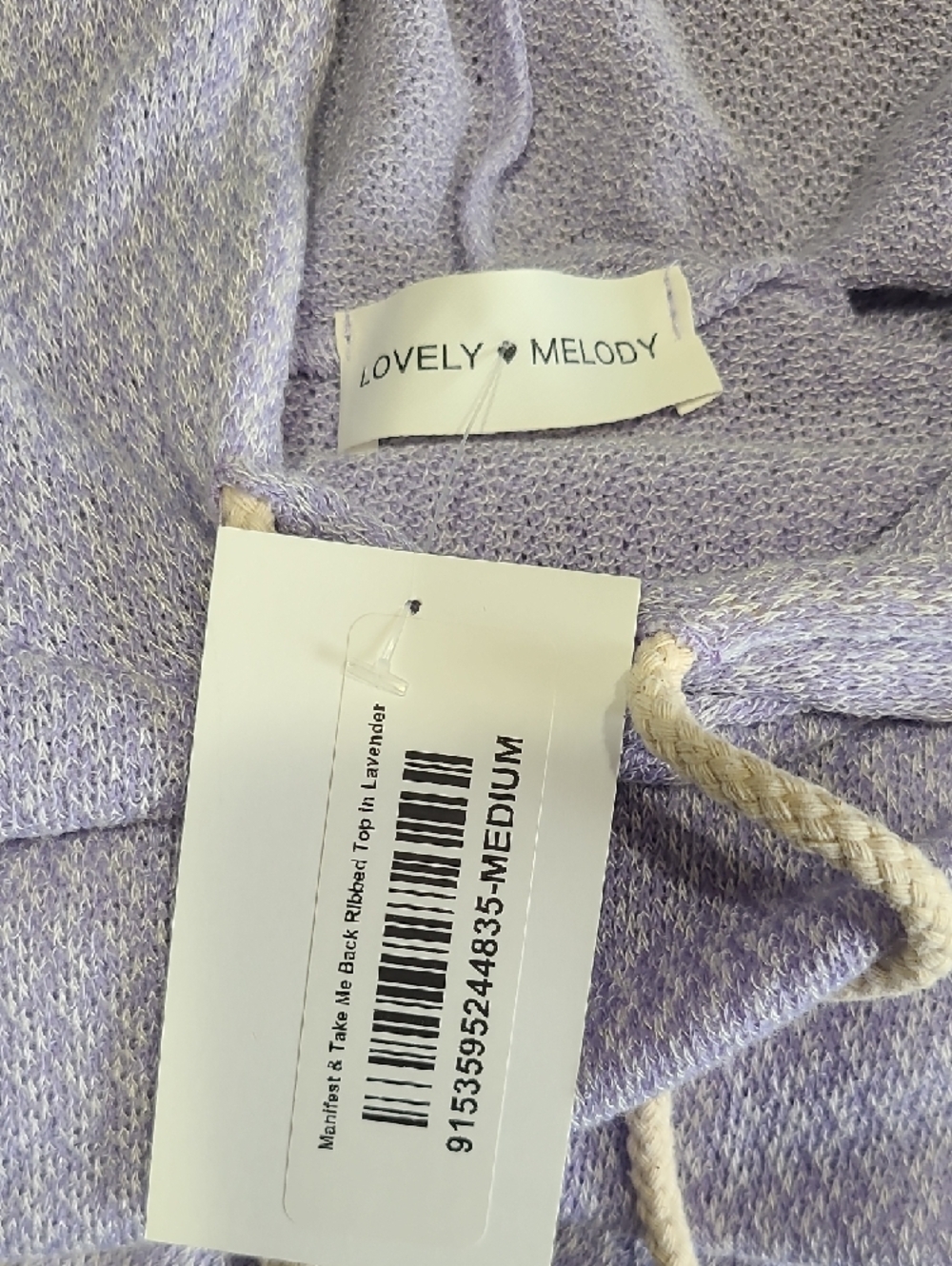 Lovely Melody Lavender Knit Hooded Top NWT - Picture 6 of 7